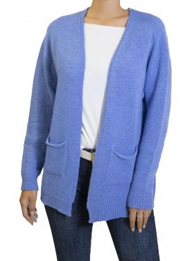 Cardigan aperto e lungo con tasche 